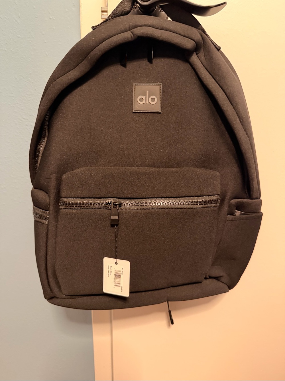 ALO Yoga Black Neoprene Backpack with Front Zip Pocket